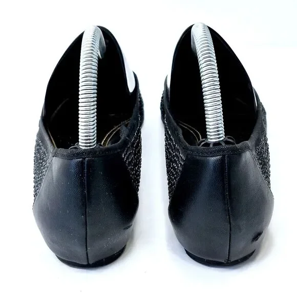 Jennifer Lopez Black Crystal Semi Sheer Pointy Toe Shoes Dress Flats Sz 9 - Picture 7 of 11